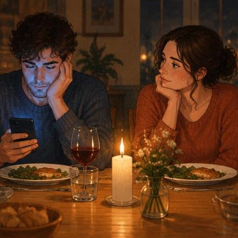 Illustration for The empty seat at dinner