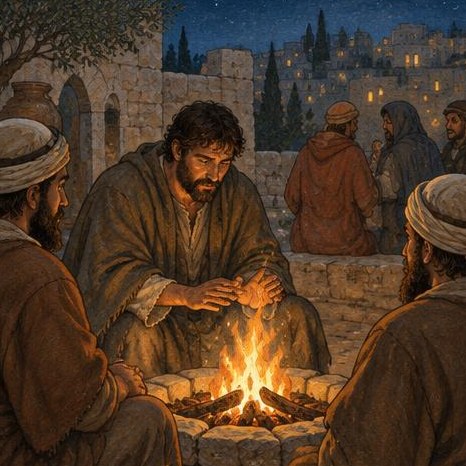 Illustration for Peter and the charcoal fire